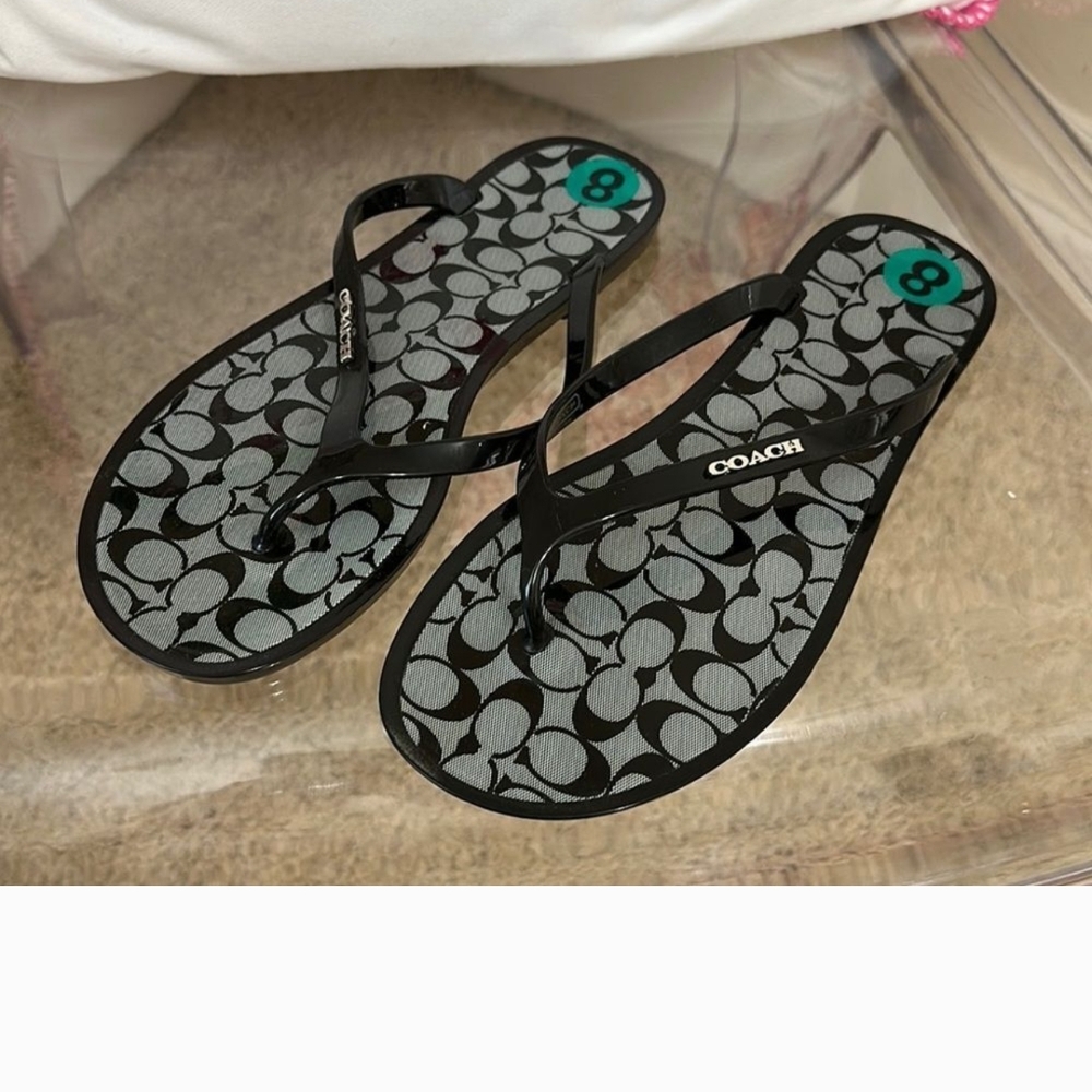 Coach "Lyra" Black jelly Flip Flop sandals